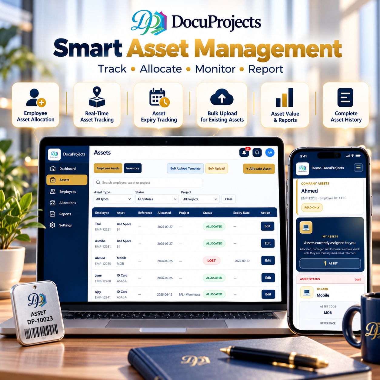 DocuProjects Employee Asset Management product showcase